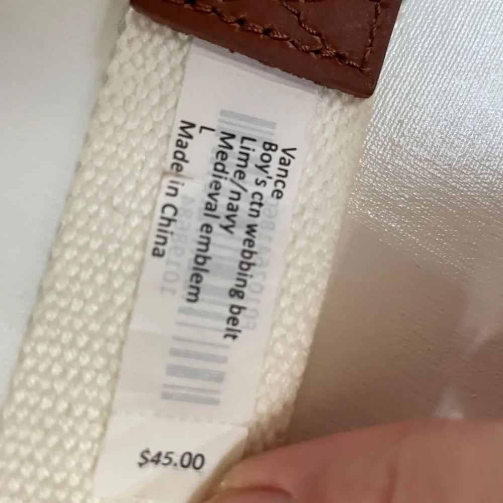 McLaughlin Vance Youth size L Webbing Belt Lime Medieval Emblem Preppy Event